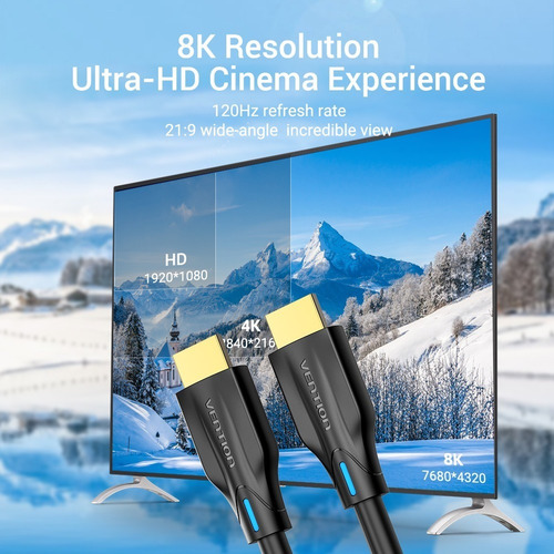 Cable Hdmi 2.1 Vention Hdr Earc Negro 8k 60hz 2m 10 Piezas
