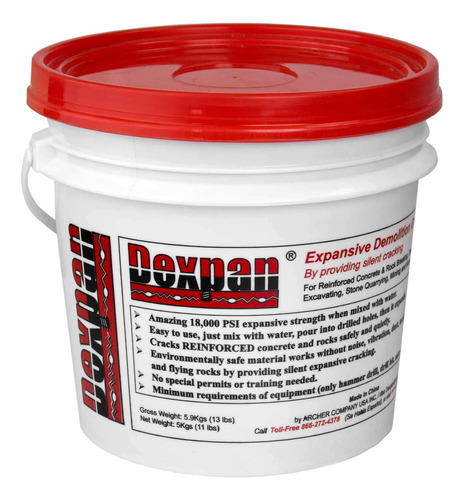 Dexpan Expansive Lechada Para Demolicion, 11 Libras En Cubet