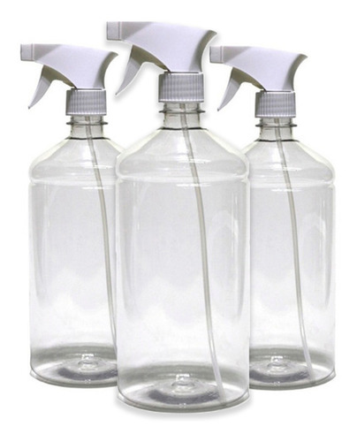 3 Frasco Borrifador Spray 1000ml Cilíndrico Gatilho