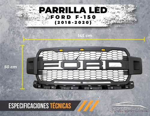 Imagen 5 de 9 de Parrilla Ford F150 2020 2021 Negra Luz Led Ambar Tipo Raptor