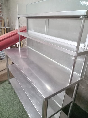 Mesa De Acero Inoxidable 5 Niveles Con Lunas Fijas Corredisa