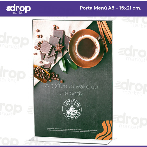 Imagen 2 de 10 de Porta Menú Acrílico 15x21 A5 Restaurante Qr Hoja X 1u.
