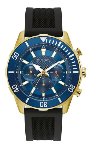 Imagen 1 de 7 de 98a244 Reloj Bulova Sport Classic Negro/dorado/azul