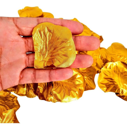 Imagem 2 de 7 de 500 Pétalas Artificiais Douradas Metalizadas Prateadas Ouro