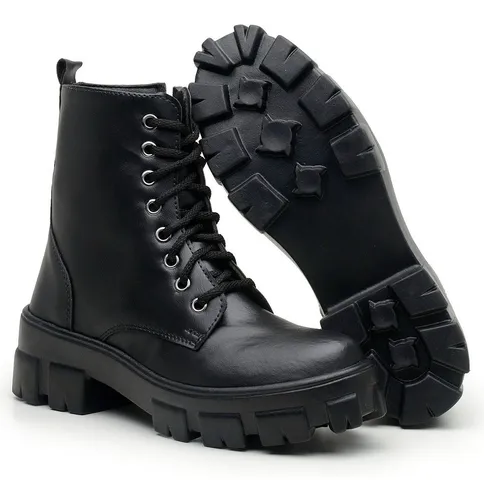 Bota Tratorada Preto Feminino Coturno Z per Salto MercadoLivre