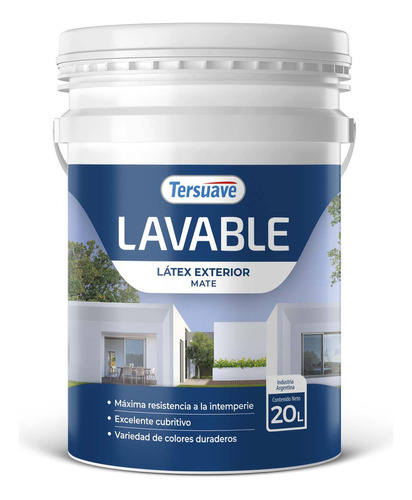 Látex Lavable Exterior Mate Tersuave Blanco 20 Lts