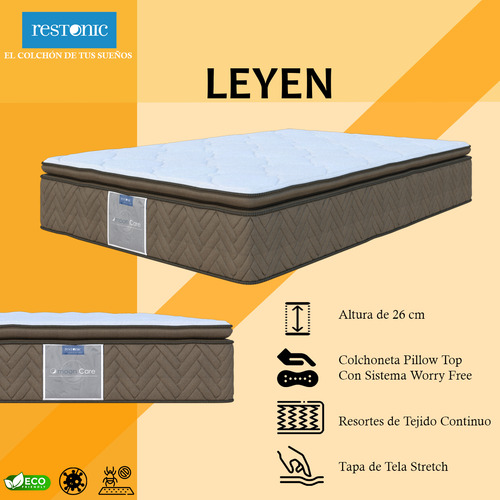 Colchón Matrimonial Leyndary Foam Ortopédico | Antibacteriano | Hipoalergénico | Incluye 4 Almohadas Basic Bleden