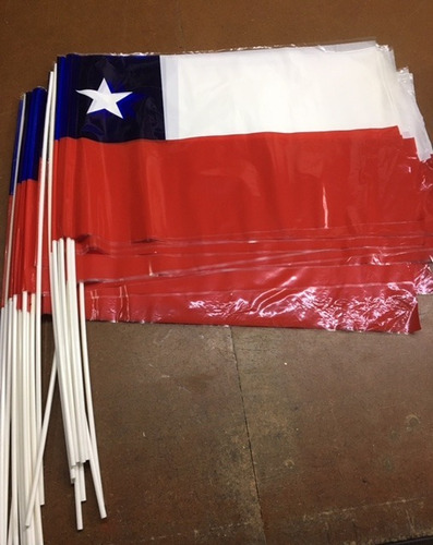 Imagen 1 de 6 de *** Banderas De Chile Plasticas 40x60 Con Varilla ***