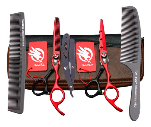 Tijeras Para Corte De Cabello Barbero Peluquero 6.0 Color Rojo