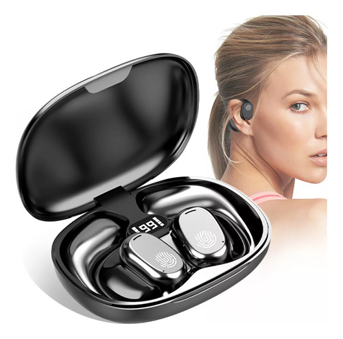 Auriculares Deportivos AKG EJ4 Bluetooth 5.3 Inalámbrico con Cancelación de Ruido Impermeable Clip de Sudor Anti Caída 800mah Pantalla Digital Negro