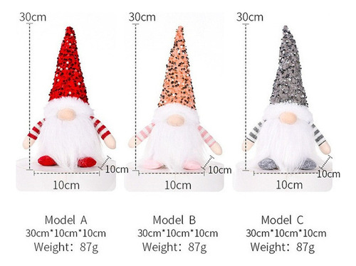 Aaa Lote De 3 Bonecos Elfos Com Luzes Led, Gnomo De Natal