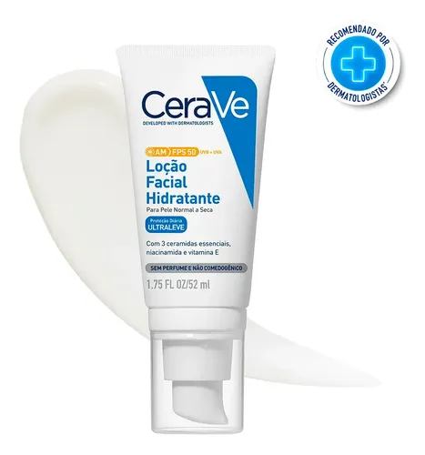 Loção Facial Hidratante FPS 50 com Ceramidas e Niacinamida, AM CeraVe, 52g