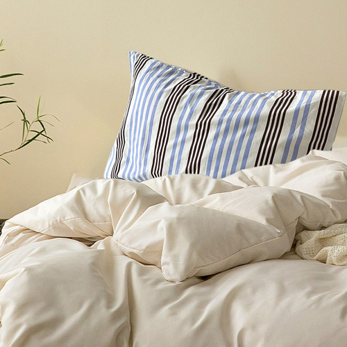 Funda De Almohada En U De Algodón A Rayas, Fácil De Adaptar