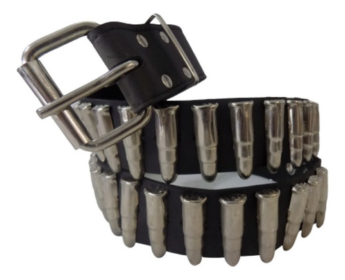 Imagen 1 de 6 de Cinturones De Cuero Con Balas Plateadas Cintos Que Sea Rock