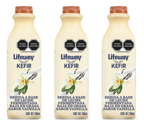 Bebida Lifeway Kefir Sabor Vainilla 3 Piezas De 946ml