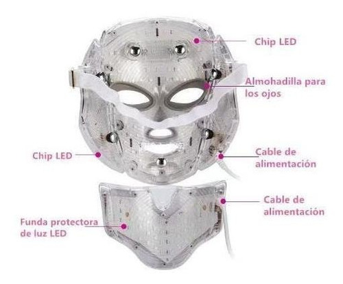 Máscara De Terapia Facial Con Luz Led De 7 Colores