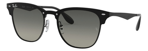 Óculos de sol Ray-Ban Clubmaster Blaze Standard armação de aço cor matte black, lente grey de plástico degradada, haste matte black de aço - RB3576N