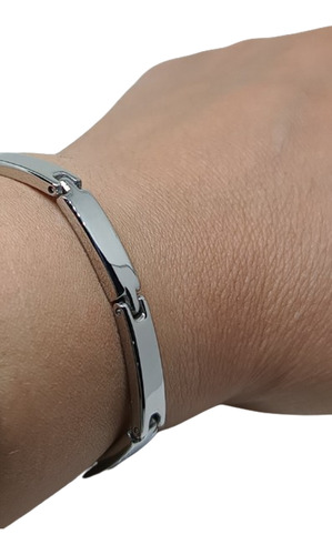 Pulsera Hombre De Acero Eslabón Recto Lista Para Regalo