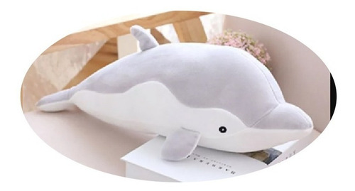 Peluche Almohada De Delfin Felpa Ultra Suave 50 Cm Color Gris