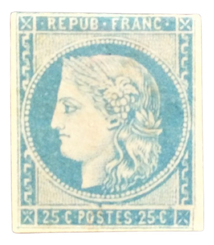 Francia, Sello Yv 4 Ceres 25c Azul Celeste Falso 1850 L14867