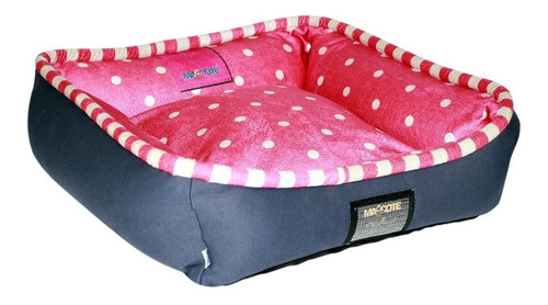 Cama Para Cachorro Rosa Com Bolinhas Tamanho M (50x50cm)