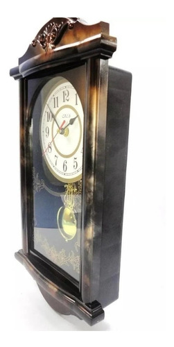 Relógio Analógico De Parede Rústico Lindo Pêndulo Ativo 38cm