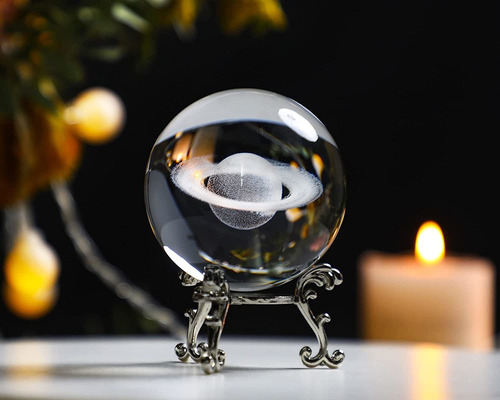 Z 60mm Bola De Cristal De Saturno Grabada Con Láser 3d