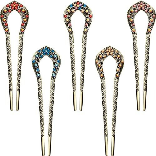 Horquillas - 5 Pieces Vintage Hair Stick Double Prong Hair P