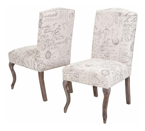 Ckh Top French Script Fabric Juego De 2 Sillas De Com...