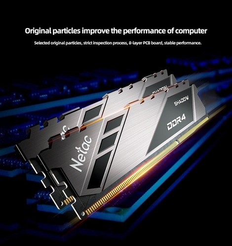 Imagem 3 de 4 de Kit 16gb Ddr4 Netac Shadow 2x 8gb Xmp 3200mhz Latência Cl16