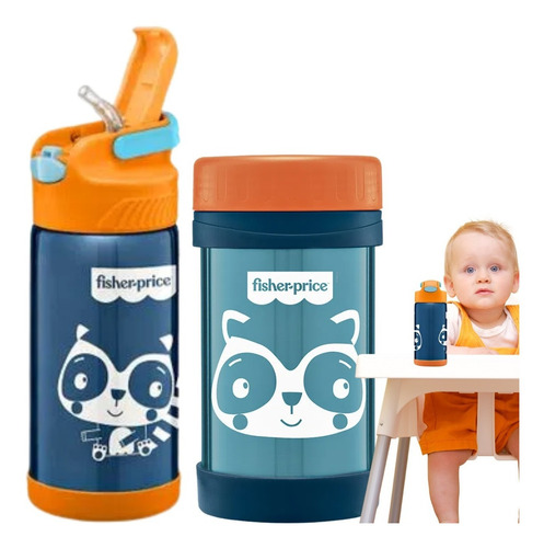 Imagem 7 de 7 de Garrafinha Infantil De Inox Canudo Silicone + Pote Térmico