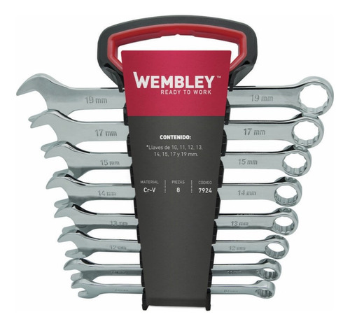 Set Juego De 8 Llaves Combinadas 10 A 19mm Wembley 7924