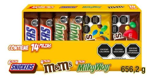 Chocolates M&ms, Snickers Y Milky Way  Caja Con 14 Piezas