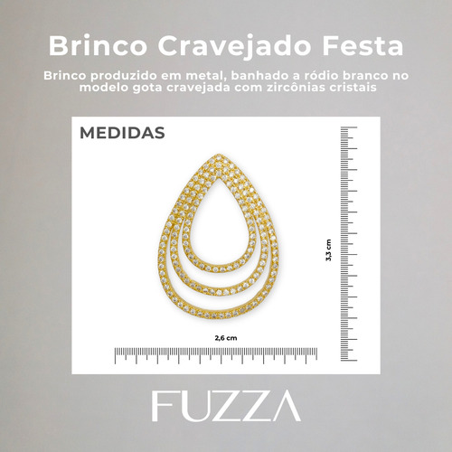 Brinco Festa Cravejado Com Zircônias Moderno Com Garantia