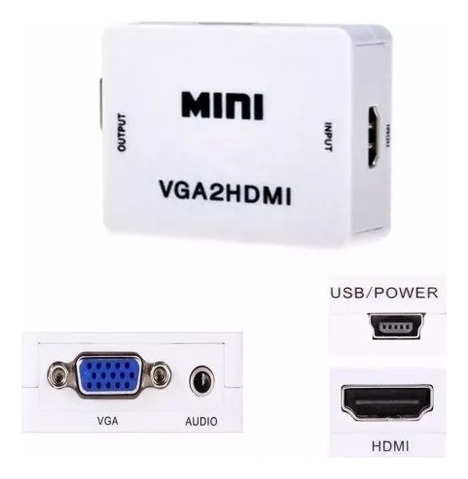 Convertidor De Video De Hdmi A Vga Pc/tv/laptop Ps3 Hdmi2vga