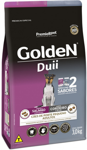 Ração Golden Cães Sabor Duo Salmão Cordeiro Mini Bits 3kg