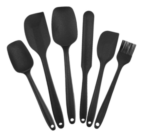 I Juego De Espátula De Silicona De 6 Piezas, Espátula Negro