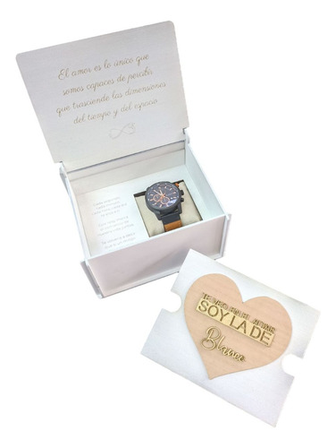 Caja Reloj Compromiso Boda Aniversario Vintage Especial Blanco