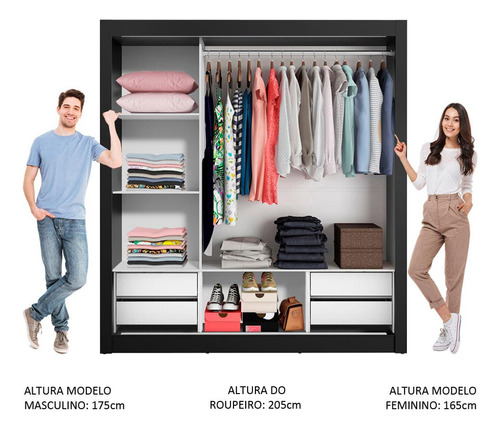 Ropero Closet Madesa Lyon Plus 3 Puertas 1 Con Espejo Negro Color Negro/Blanco