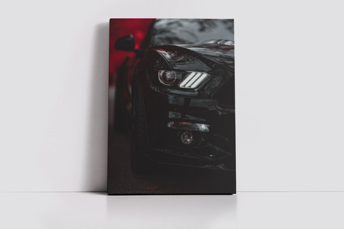 Cuadro Mustang Negro 50x70cm Lienzo Canvas