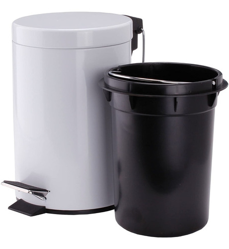Imagen 3 de 5 de Cesto Tacho Bausra Baño 5 Lts En Metal Color Blanco - Lima