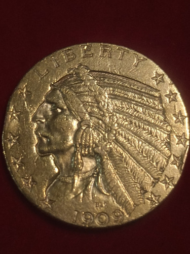 Moneda De Oro Media Aguila 5 Dólares 1909 Denver (Usado)