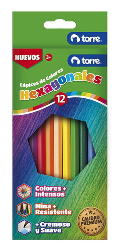 Lapices De Colores Hexagonales Torre 12 Unidades Escolar