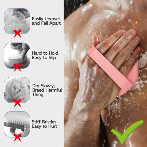 Cepillo De Ducha De Silicona Exfoliante, Masajeador Suave Y