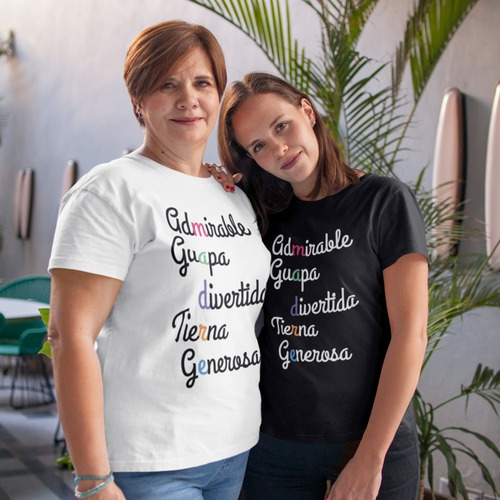 Imagen 2 de 4 de Playera Mamá Día De Las Madres Admirable Guapa Yazbek