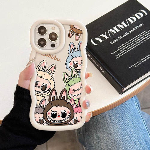 Sh Carcasa For iPhone Labubu Macaron Candy Color Wave
