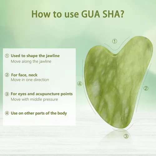 Gua Sha Facial Tools & Jade Roller Set For Skin Care, Red...