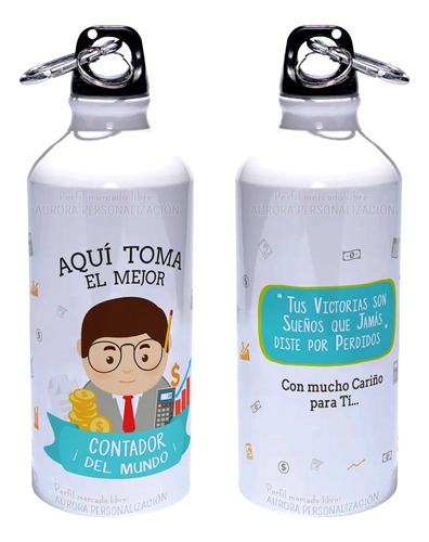 Caramañola El Mejor Contador Botella Aluminio Botilito 600ml