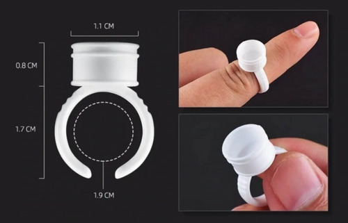 Imagem 5 de 6 de Anéis Batoque P/ Micropigmentação 100 Un Branco Descartável