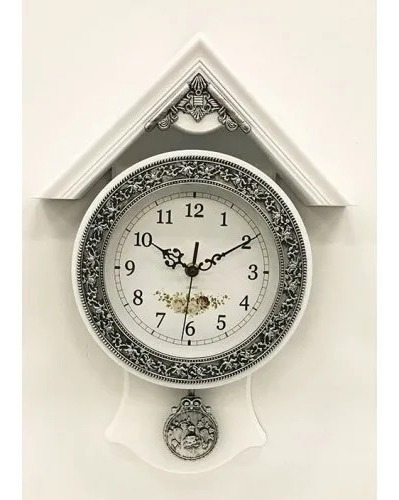 Reloj Mural De Pared Con Péndulo Decoración Hogar Color Blanco